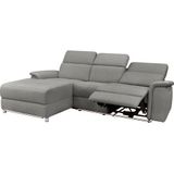 Places of Style Ecksofa "Pareli, L-Form, 259cm,m. Recamiere, Echtleder, Kunstleder, Webstoff", man. o. elektr. Relaxfunktion, USB/Kopfteilverstellg u. LED