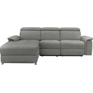 Places of Style Ecksofa "Pareli, L-Form, 259cm,m. Recamiere, Echtleder, Kunstleder, Webstoff", man. o. elektr. Relaxfunktion, USB/Kopfteilverstellg u. LED