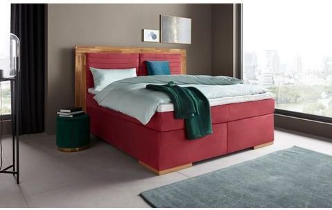 Places of Style Boxspringbett »Cup«, mit Massivholzrahmen, mit Topper, in 2 Härtegraden, in 3 Breiten