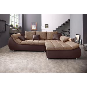 INOSIGN Ecksofa »Imola elegant und bequem, aktuelle Steppung im Sitz, L-Form«, wahlweise mit Bettfunktion