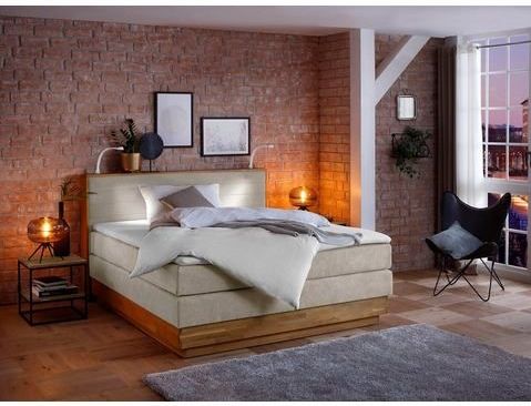Home affaire Boxspringbett "Cavan", Eiche, inkl. Bettkasten & Topper, verschiedene Härtegrade (auch H4)