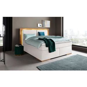 Places of Style Boxspring Cup met ledverlichting, massief houten lijst en topmatras, in 2 hardheden
