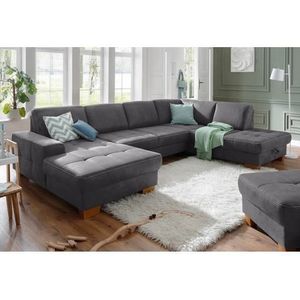 Home affaire Wohnlandschaft "Puccini U-Form", mit Federkern, Sitztiefenverstellung, Kontrastnaht