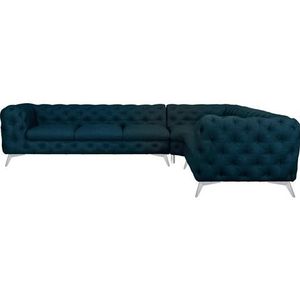 Leonique Chesterfield-Sofa »Glynis L-Form«, aufwändige Knopfheftung, moderne Chesterfield Optik, Fußfarbe wählbar