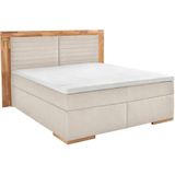 Places of Style Boxspringbett »Cup«, mit LED-Beleuchtung, Massivholzrahmen und Topper, in 2 Härtegraden