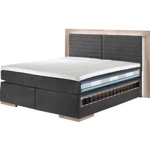 Places of Style Boxspring Cup met ledverlichting, massief houten lijst en topmatras, in 2 hardheden