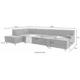 INOSIGN Wohnlandschaft "Jamie, U-Form,", wahlweise mit Bettfunktion