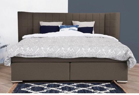 Places of Style Boxspringbett "Piazza", mit Steppung und Kopfteil mit seitlichen Flügeln
