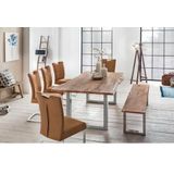 Home affaire Sitzbank »Manhattan«, mit Baumkantenoptik und Gestell U-Form aus Edelstahl