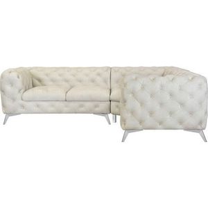Leonique Chesterfield-Sofa »Ecksofa GLYNIS L-Form mit Wellenunterfederung, Maße B/T/H 264/204/75cm«, aufwändige Knopfheftung, moderne Chesterfield Optik, Fußfarbe wählbar