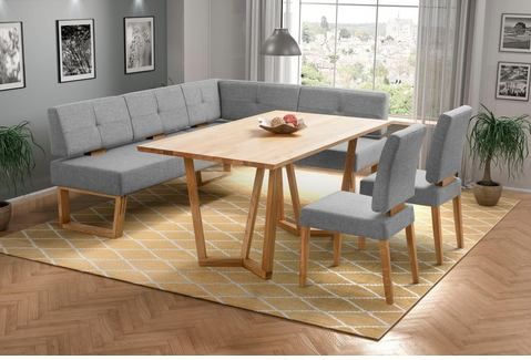 Home affaire Eckbankgruppe »Ponza Eckbank Küchenbank BESTSELLER«, (Set, 4 tlg.), Sitzgruppe Esszimmer Stühle Tisch und Bank bequem gepolstert
