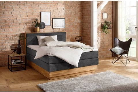 Home affaire Boxspringbett Cavan, Eiche, inkl. Bettkasten & Topper, verschiedene Härtegrade (auch H4)