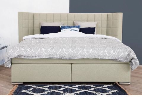 Places of Style Boxspringbett "Piazza", mit Steppung und Kopfteil mit seitlichen Flügeln