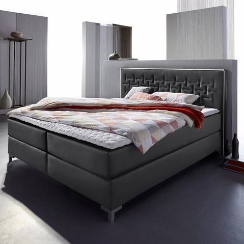 INOSIGN Boxspringbett "Coos", mit besonderer Steppung im Kopfteil, 3 Matratzenarten, 2 Härtegrade