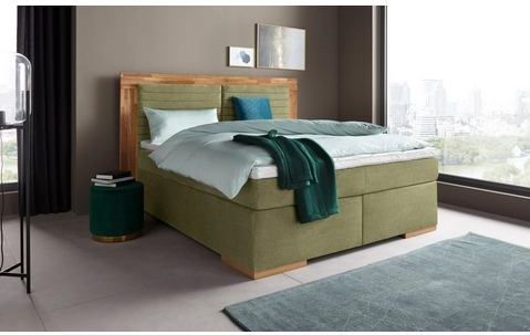 Places of Style Boxspringbett »Cup«, mit Massivholzrahmen, mit Topper, in 2 Härtegraden, in 3 Breiten