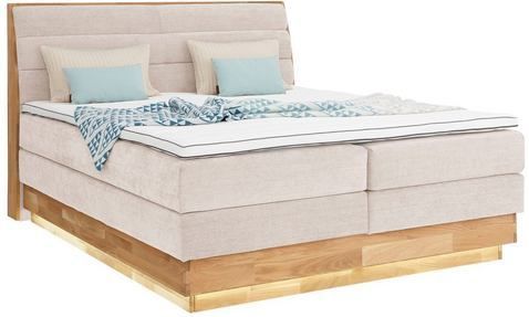 OTTO products Boxspringbett, LED-Beleuchtung, mit zertifizierten, recycelten Bezugsstoffen