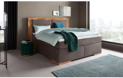 Places of Style Boxspringbett »Cup«, mit Massivholzrahmen, mit Topper, in 2 Härtegraden, in 3 Breiten