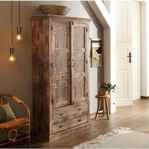 Home affaire Kleiderschrank Maneesh aus massivem Mangoholz und vielen Stauraummöglichkeiten, Höhe 190 cm