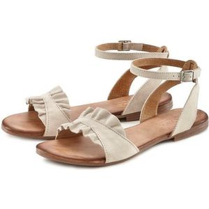 LASCANA Sandale »Sommerschuh«, Sandalette, Sommerschuh aus hochwertigem Leder mit kleinen Rüschen