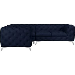 Leonique Chesterfield-Sofa »Ecksofa GLYNIS L-Form mit Wellenunterfederung, Maße B/T/H 264/204/75cm«, aufwändige Knopfheftung, moderne Chesterfield Optik, Fußfarbe wählbar