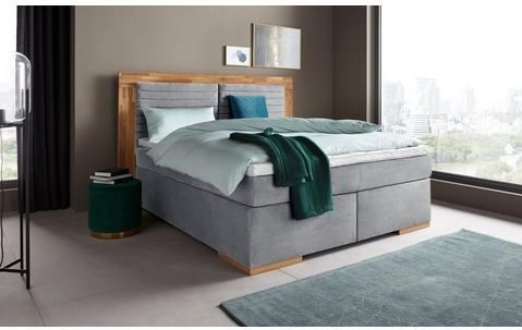 Places of Style Boxspringbett »Cup«, mit LED-Beleuchtung, Massivholzrahmen und Topper, in 2 Härtegraden