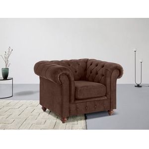 Home affaire Fauteuil Chesterfield B/D/H: 105/69/74 cm met hoogwaardige knoopdetails, ook in leer