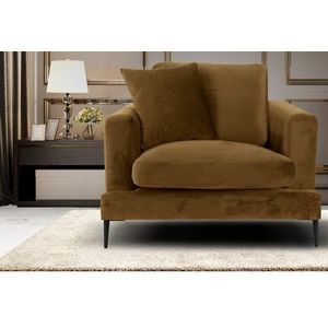 Leonique Sessel "Cozy Loungesessel, Designersessel, Maße B/T/H: 91/97/80 cm", mit Metallbeinen und Zierkissen
