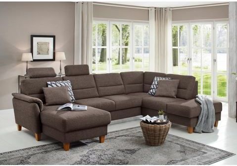 Home affaire Wohnlandschaft Palmera U-Form, Federkern, wahlweise mit Bettfunktion und mit/ohne Stauraum