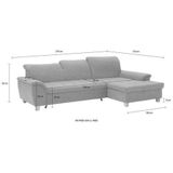Home affaire Ecksofa "Lyla L-Form", mit Recamiere, wahlweise mit Rückenfunktion und zusätzlich mit Bett