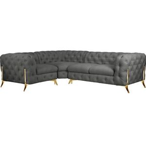 Leonique Chesterfield-Sofa »Amaury L-Form«, moderne Chersterfield-Optik, Breite 262 cm, Fußfarbe wählbar