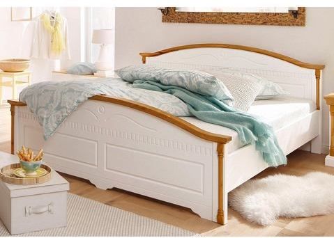 Home affaire Massivholzbett Graz, hohe Belastbarkeit, klassischer Landhausstil, FSC® zertifiziert (Breite/Belastbarkeit 180cm/220 KG, 90cm/=120KG), mit dekorativen Fräsungen, inklusive Lattenrost