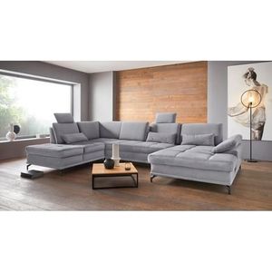 Places of Style Wohnlandschaft »Costello U-Form, mit Sitztiefenverstellung, Armteilverstellung und«, 3 Nierenkissen, optional Bettfunktion und Bettkasten