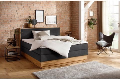 Home affaire Boxspringbett "Cavan", Eiche, inkl. Bettkasten & Topper, verschiedene Härtegrade (auch H4)