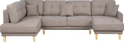 Home affaire Wohnlandschaft "TRIPLO U-Form wahlweise mit Schlaffunktion, B/T/H: 310/192/90 cm", Schlafsofa, auch mit Bettkasten, Steppung im Rückenkissen
