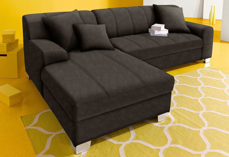 INOSIGN Ecksofa "Turah incl. Zierkissen, moderne Steppung, auch in Leder", wahlweise mit Bettfunktion, Schlafsofa, B/T/H: 239/152/75 cm, L-Form