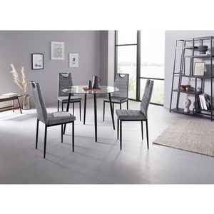 INOSIGN Eethoek ronde glazen tafel, ø 100 cm en 4 eetkamerstoelen, bekleding van fluweel (set, 5-delig)