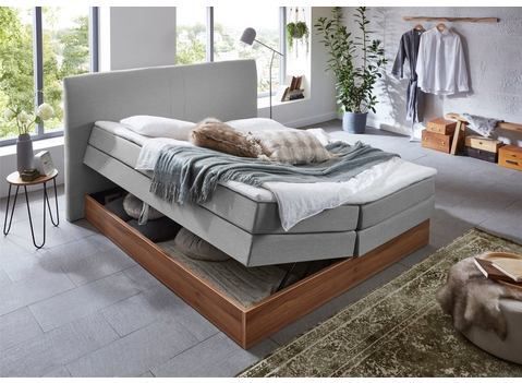 Home affaire Boxspringbett "Blomen", mit Walnuss-Dekor, mit Bettkasten, verschiedene Härtegrade, mit Topper