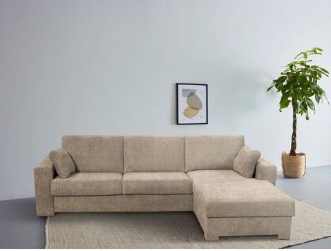 Home affaire Ecksofa "Roma "M" Matratzenhöhe 14 cm, Dauerschlaffunktion, mit Unterfederung,", Liegemaße ca 143x198 cm, L-Form