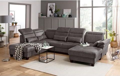 Home affaire Wohnlandschaft "Solvei U-Form", Sitztiefenverstellung und Federkern, wahlweise Kopfteilverstellung