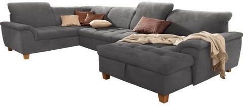 Home affaire Wohnlandschaft "Lyla U-Form", wahlweise mit Rückenfunktion und zusätzlich mit Bett + Bettkasten
