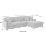INOSIGN Ecksofa "Turah incl. Zierkissen, moderne Steppung, auch in Leder", wahlweise mit Bettfunktion, Schlafsofa, B/T/H: 239/152/75 cm, L-Form