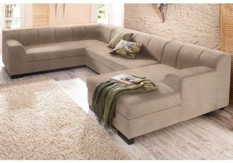 Home affaire Wohnlandschaft "Falk U-Form", mit Federkern und wahlweise mit Bettfunktion