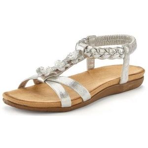 Sandalen - Zilverkleur - Zomerschoen met Sieraantjes en Stretchinzet