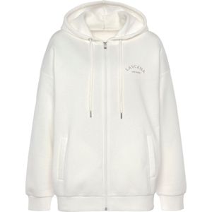 Sweatvest - Beige - Met Capuchon - Logo-opschrift - Steekzakken