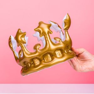 Gouden opblaasbare kroon, feestkostuumrekwisiet (22,5 cm) - België