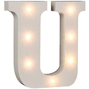 Out of the Blue 57/6094 - houten letter ""U"" verlicht met 7 LED-lampjes, werkt op batterijen, ca. 16 cm