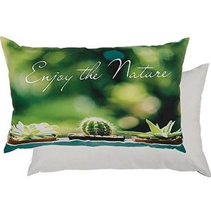 OOTB genieten van de natuur en 3 planten kussen met rits, polyester multi-kleur, 50 x 30 x 8 cm