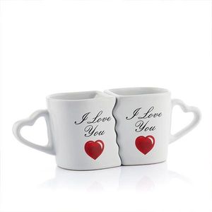I Love You Double Mok - Romantisch Koffiegenot - Hartvormige Oren & Liefdevol Design - Liefdesmok - Perfecte Valentijnscadeau Dubbele Mok