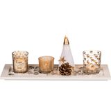 Christmas set With White Wooden Plate