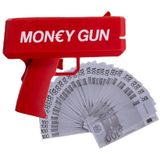 MikaMax Money Gun - Geld Pistool - Incl 100 Nepbiljetten van €100 - Werkt op 3 AAA-batterijen - Rood